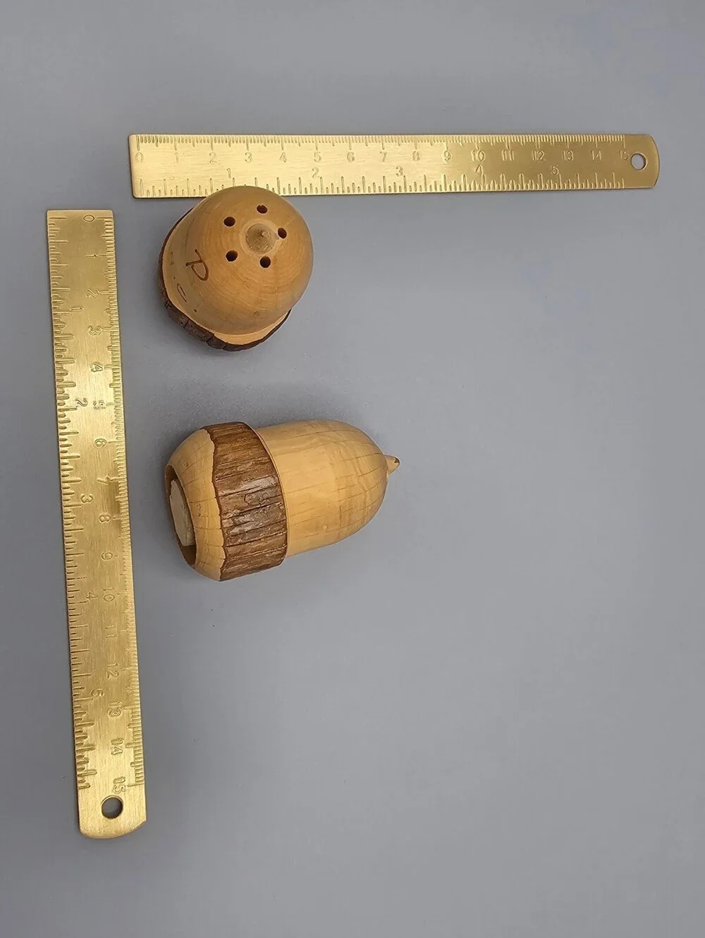 Handmade Wooden Acorn Salt and Pepper Shakers